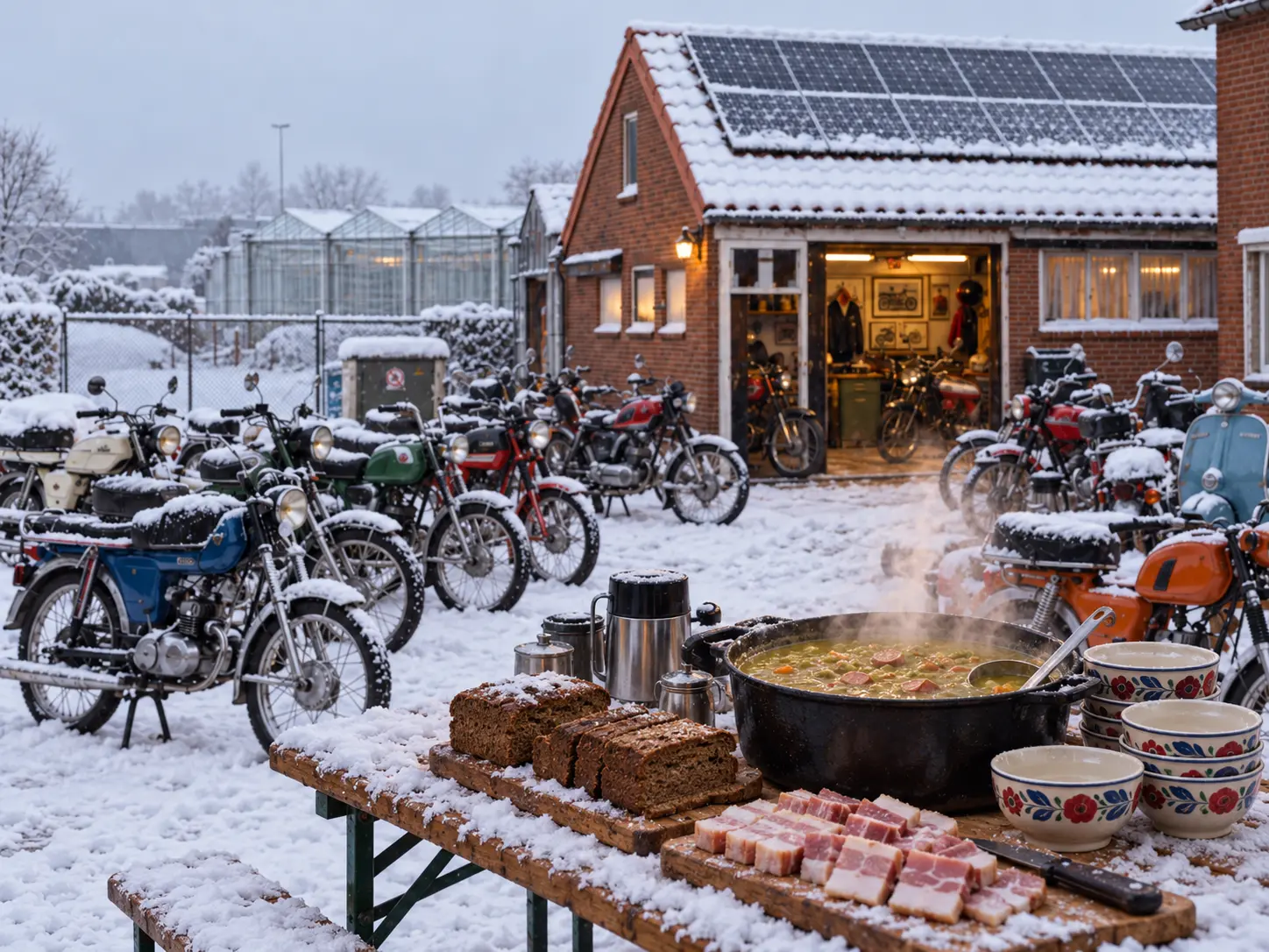 Winterse Mopedclub met Erwtensoep